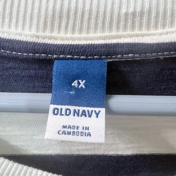 EUC Old Navy - Navy and White Striped Dress with slits in bottom size 4X - Picture 2 of 4